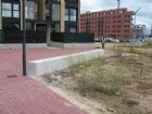 White concrete benches